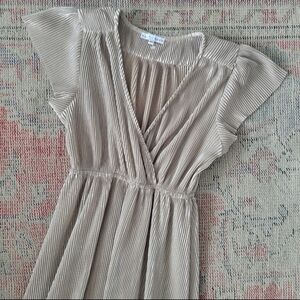 Baltic born Athena pleated silver maxi dress pleated flutter sleeve xs